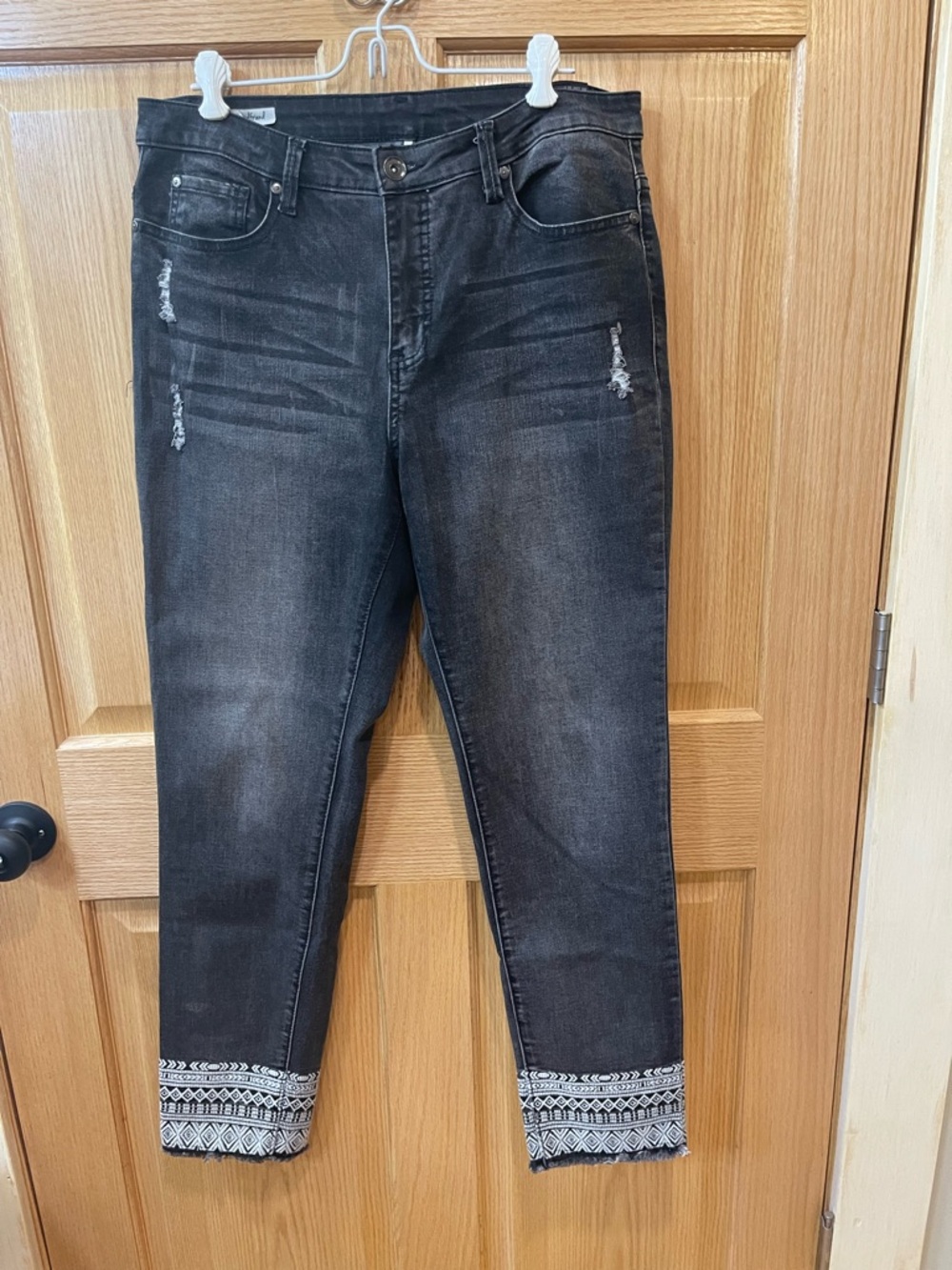 Dark Gray/Black Accent Cuff Women's Jeans